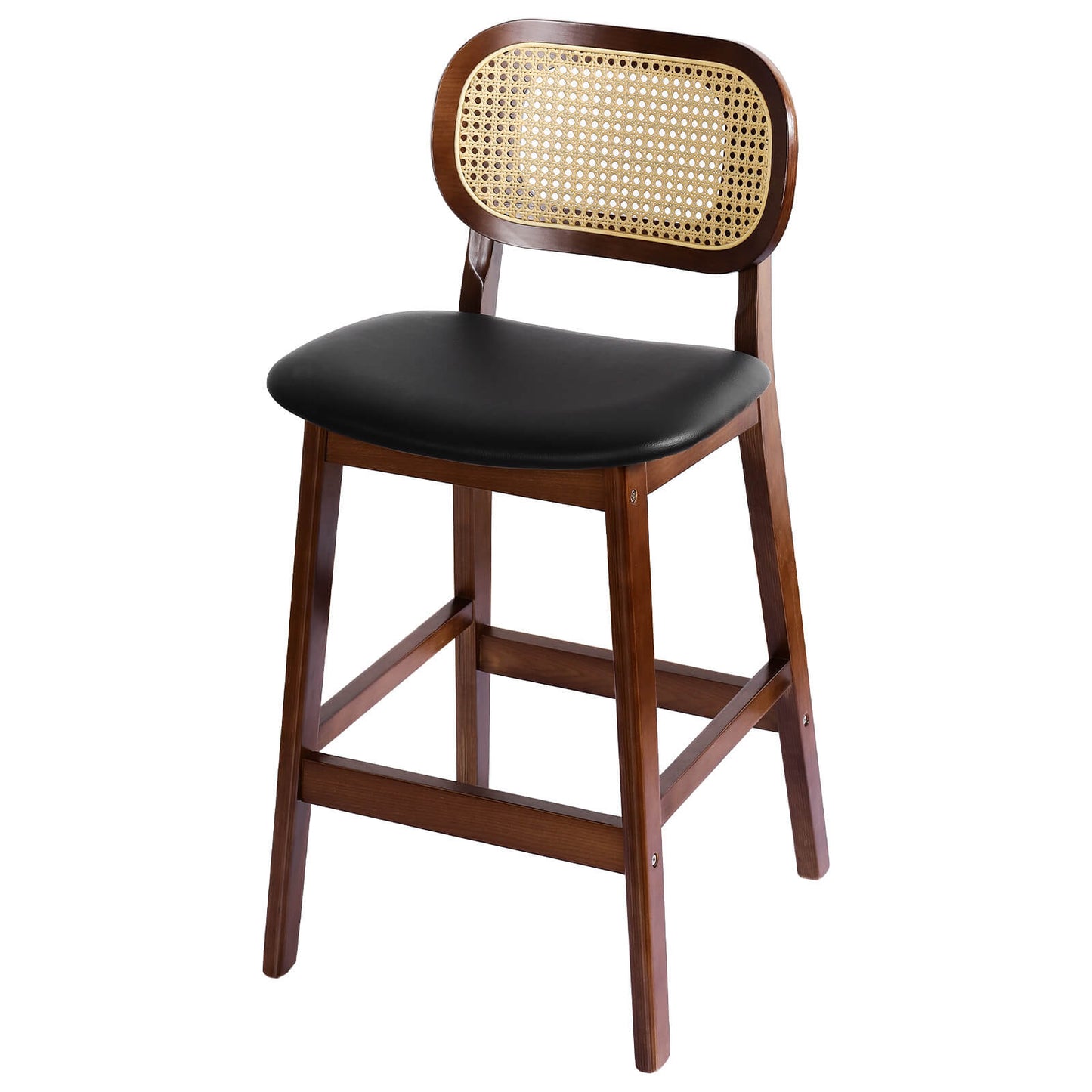 APPLEJACK Bar stool with backrest, 25 1/4", Black-Brown/PU