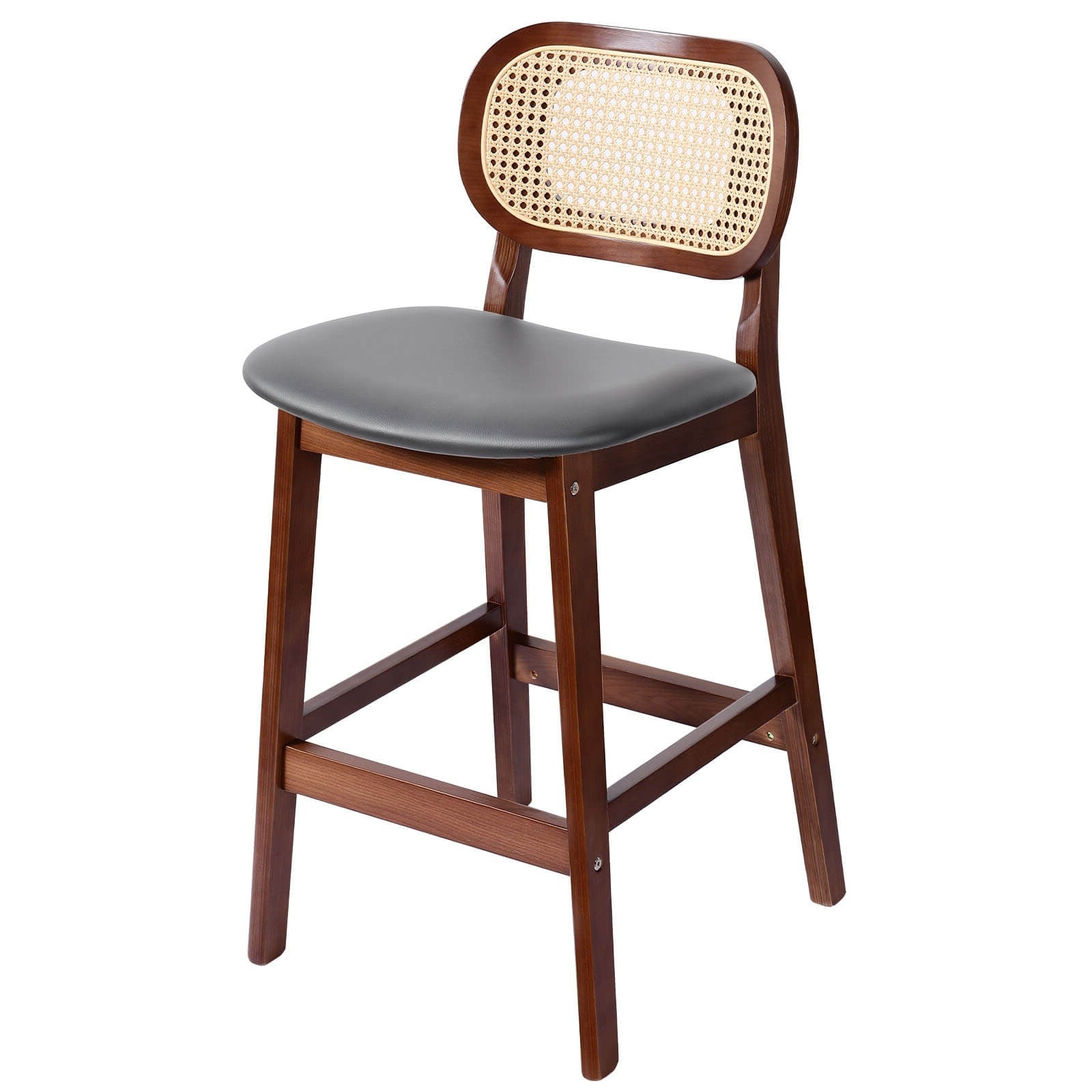 APPLEJACK Bar stool with backrest, 25 1/4", Gray-Brown/PU