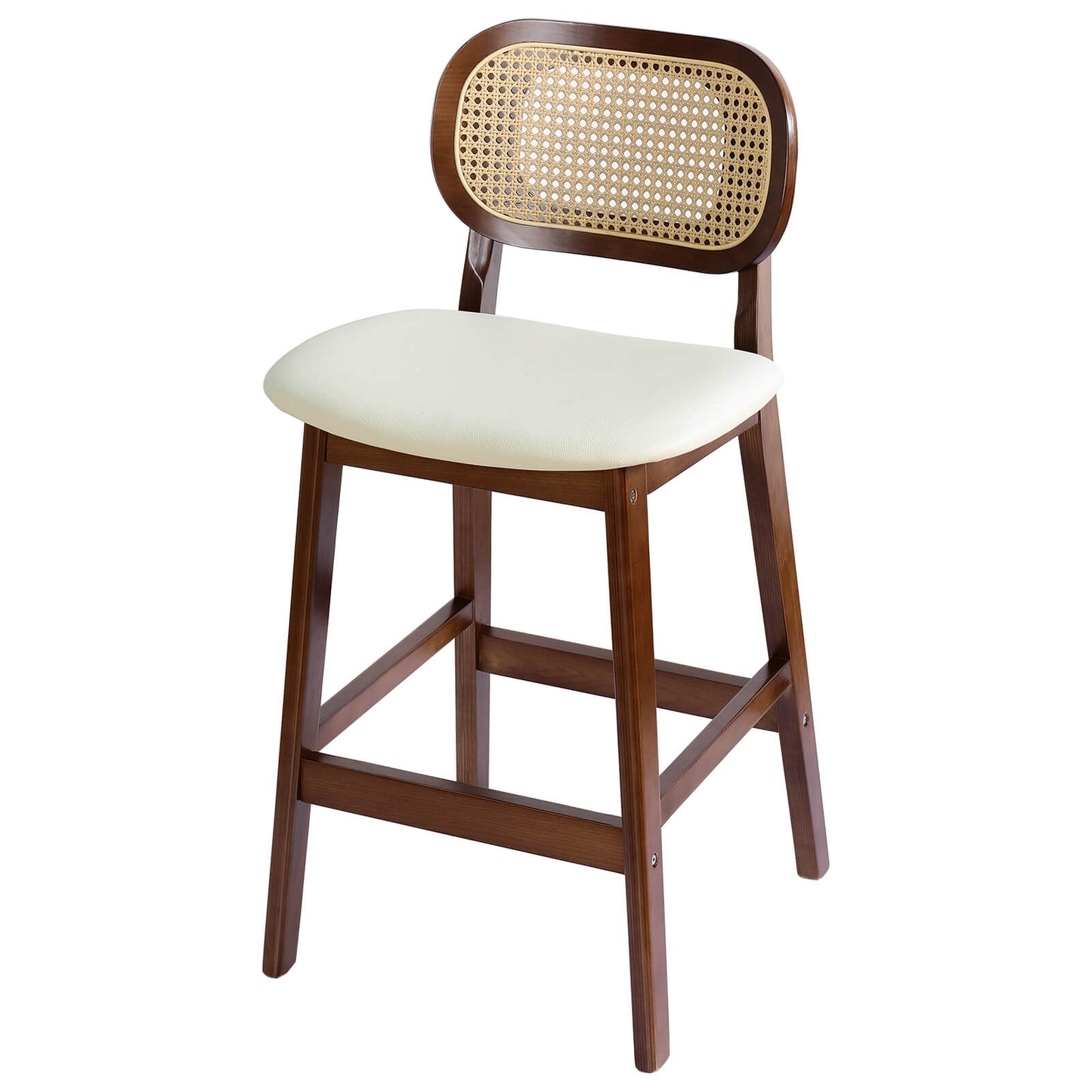 APPLEJACK Bar stool with backrest, 25 1/4", Beige-Brown/PU